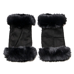 KURODA(クロダ) フェイクスエード マイクロボア裏地 フィンガーレス レディース 手袋 ブラック