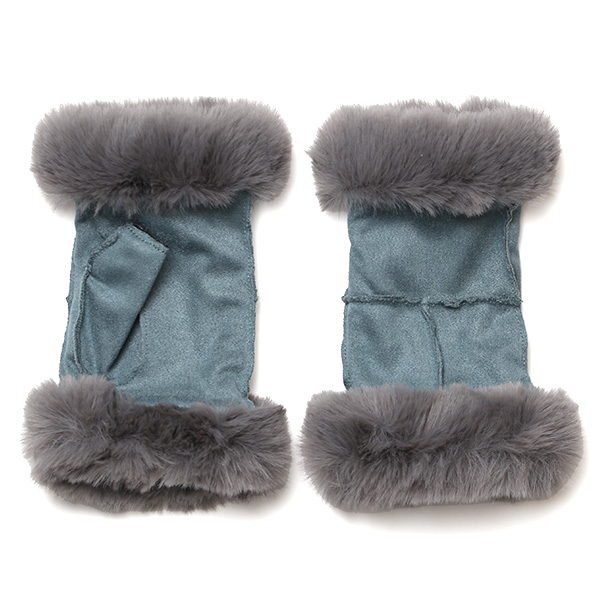 フェイクスエード マイクロボア裏地 フィンガーレス レディース 防寒 手袋 ブルー ネイビー 青色 日本企画 ブランド クリスマス かわいい 女性 ギフト プレゼント 指無し グローブ おしゃれ チクチクしない KURODA(クロダ)