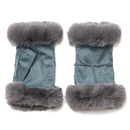 KURODA(クロダ) フェイクスエード マイクロボア裏地 フィンガーレス レディース 手袋 ブルー