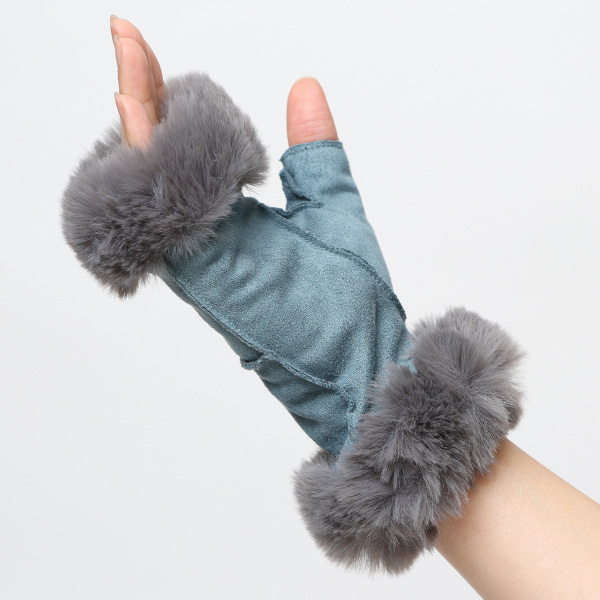 フェイクスエード マイクロボア裏地 フィンガーレス レディース 防寒 手袋 ブルー ネイビー 青色 日本企画 ブランド クリスマス かわいい 女性 ギフト プレゼント 指無し グローブ おしゃれ チクチクしない KURODA(クロダ)
