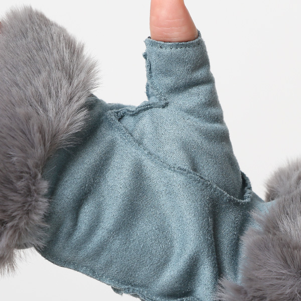 フェイクスエード マイクロボア裏地 フィンガーレス レディース 防寒 手袋 ブルー ネイビー 青色 日本企画 ブランド クリスマス かわいい 女性 ギフト プレゼント 指無し グローブ おしゃれ チクチクしない KURODA(クロダ)