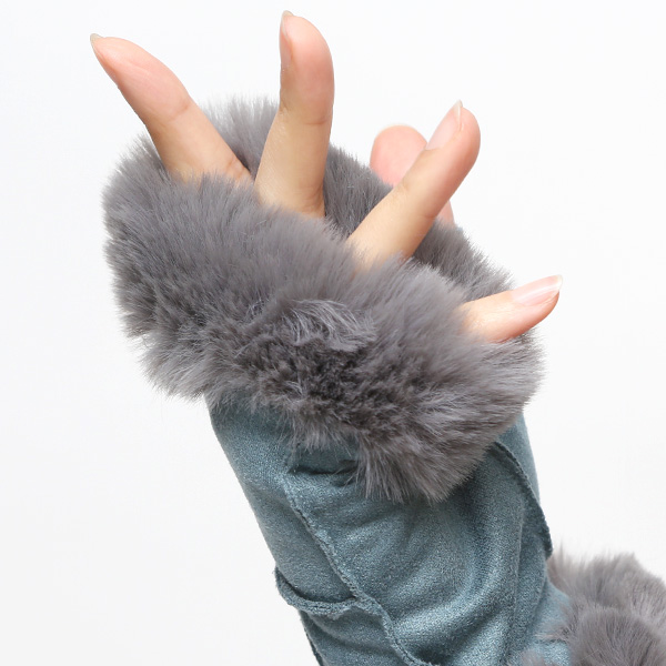 フェイクスエード マイクロボア裏地 フィンガーレス レディース 防寒 手袋 ブルー ネイビー 青色 日本企画 ブランド クリスマス かわいい 女性 ギフト プレゼント 指無し グローブ おしゃれ チクチクしない KURODA(クロダ)