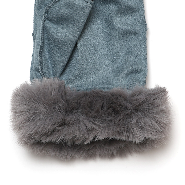 フェイクスエード マイクロボア裏地 フィンガーレス レディース 防寒 手袋 ブルー ネイビー 青色 日本企画 ブランド クリスマス かわいい 女性 ギフト プレゼント 指無し グローブ おしゃれ チクチクしない KURODA(クロダ)