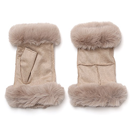 KURODA(クロダ) フェイクスエード マイクロボア裏地 フィンガーレス レディース 手袋 ベージュ