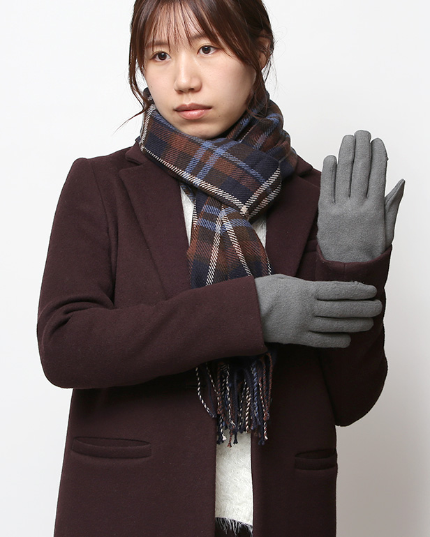 KURODA(クロダ) おさんぽねこ レディース 手袋 スマホ操作可能 グレー グレイ 灰色 暖かい 裏起毛 防寒 猫 動物 アニマル キャラクター 刺繍 かわいい 暖かい 裏起毛 日本企画 ブランド タッチパネル スマートフォン