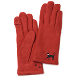 KURODA(クロダ) 起毛ジャージ マイクロボア裏地 スマホ操作可 おさんぽねこ 刺繍 レディース 手袋 レッド