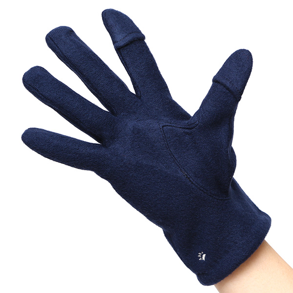  KURODA(クロダ) おさんぽねこ レディース 手袋 スマホ操作可能 ブルー ネイビー 青色 暖かい 裏起毛 防寒 猫 動物 アニマル キャラクター 刺繍 かわいい 暖かい 裏起毛 日本企画 ブランド タッチパネル スマートフォン