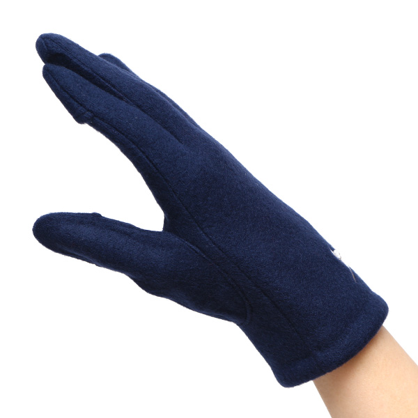  KURODA(クロダ) おさんぽねこ レディース 手袋 スマホ操作可能 ブルー ネイビー 青色 暖かい 裏起毛 防寒 猫 動物 アニマル キャラクター 刺繍 かわいい 暖かい 裏起毛 日本企画 ブランド タッチパネル スマートフォン