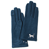 KURODA(クロダ) 起毛ジャージ マイクロボア裏地 スマホ操作可 おさんぽねこ 刺繍 レディース 手袋 グリーン