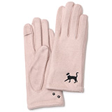 KURODA(クロダ) 起毛ジャージ マイクロボア裏地 スマホ操作可 おさんぽねこ 刺繍 レディース 手袋 ピンク