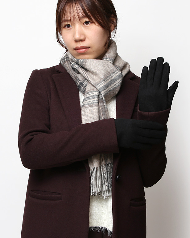 KURODA(クロダ) おひるねねこ レディース 手袋 スマホ操作可能 ブラック 黒 黒色 暖かい 裏起毛 防寒 猫 動物 アニマル キャラクター 刺繍 かわいい 暖かい 裏起毛 日本企画 ブランド タッチパネル スマートフォン