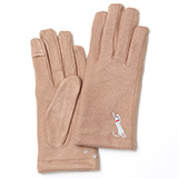 KURODA(クロダ) 起毛ジャージ マイクロボア裏地 スマホ操作可 おひるねねこ 刺繍 レディース 手袋 キャメル