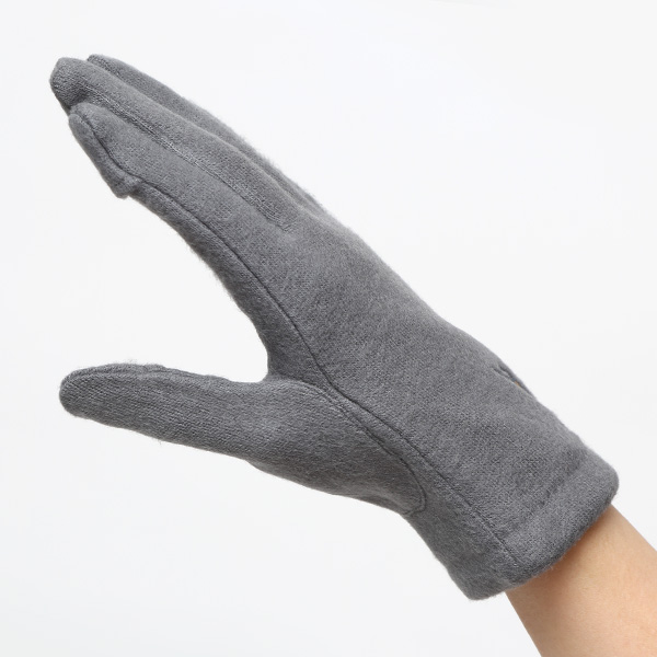 KURODA(クロダ) おひるねねこ レディース 手袋 スマホ操作可能 グレー グレイ 灰色 暖かい 裏起毛 防寒 猫 動物 アニマル キャラクター 刺繍 かわいい 暖かい 裏起毛 日本企画 ブランド タッチパネル スマートフォン