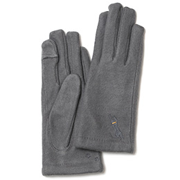 KURODA(クロダ) 起毛ジャージ マイクロボア裏地 スマホ操作可 おひるねねこ 刺繍 レディース 手袋 グレー