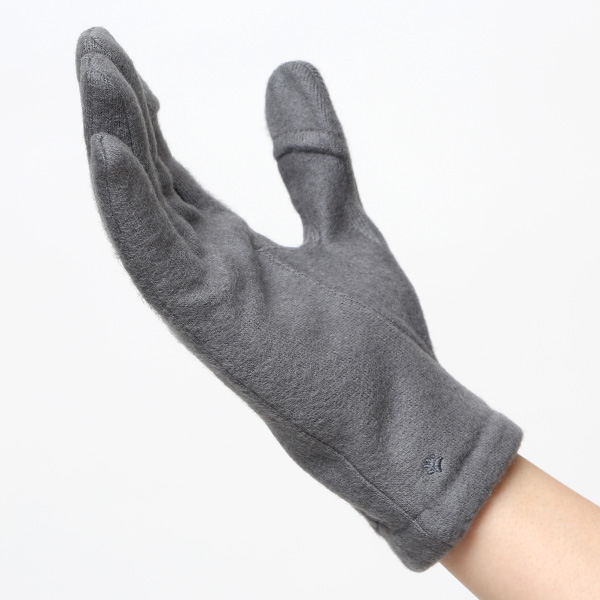 KURODA(クロダ) おひるねねこ レディース 手袋 スマホ操作可能 グレー グレイ 灰色 暖かい 裏起毛 防寒 猫 動物 アニマル キャラクター 刺繍 かわいい 暖かい 裏起毛 日本企画 ブランド タッチパネル スマートフォン