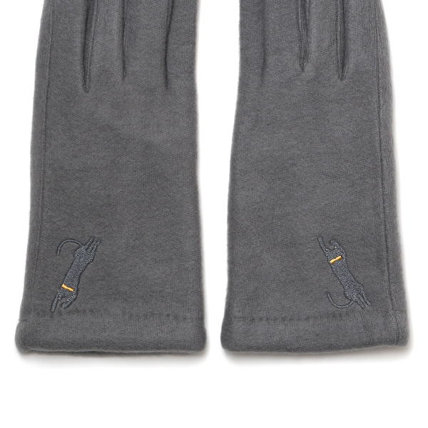 KURODA(クロダ) おひるねねこ レディース 手袋 スマホ操作可能 グレー グレイ 灰色 暖かい 裏起毛 防寒 猫 動物 アニマル キャラクター 刺繍 かわいい 暖かい 裏起毛 日本企画 ブランド タッチパネル スマートフォン