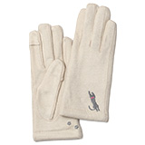 KURODA(クロダ) 起毛ジャージ マイクロボア裏地 スマホ操作可 おひるねねこ 刺繍 レディース 手袋 アイボリー