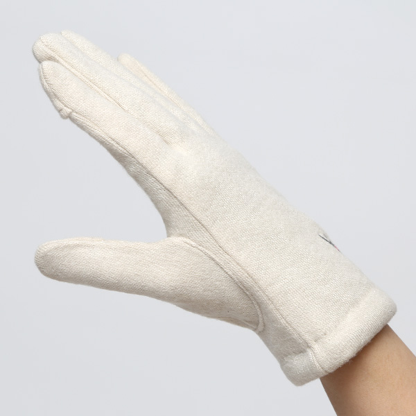  KURODA(クロダ) おひるねねこ レディース 手袋 スマホ操作可能 ベージュ 肌色 暖かい 裏起毛 防寒 猫 動物 アニマル キャラクター 刺繍 かわいい 暖かい 裏起毛 日本企画 ブランド タッチパネル スマートフォン