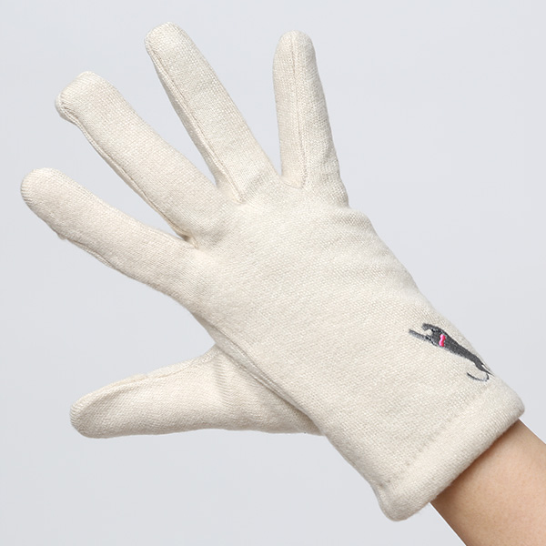  KURODA(クロダ) おひるねねこ レディース 手袋 スマホ操作可能 ベージュ 肌色 暖かい 裏起毛 防寒 猫 動物 アニマル キャラクター 刺繍 かわいい 暖かい 裏起毛 日本企画 ブランド タッチパネル スマートフォン