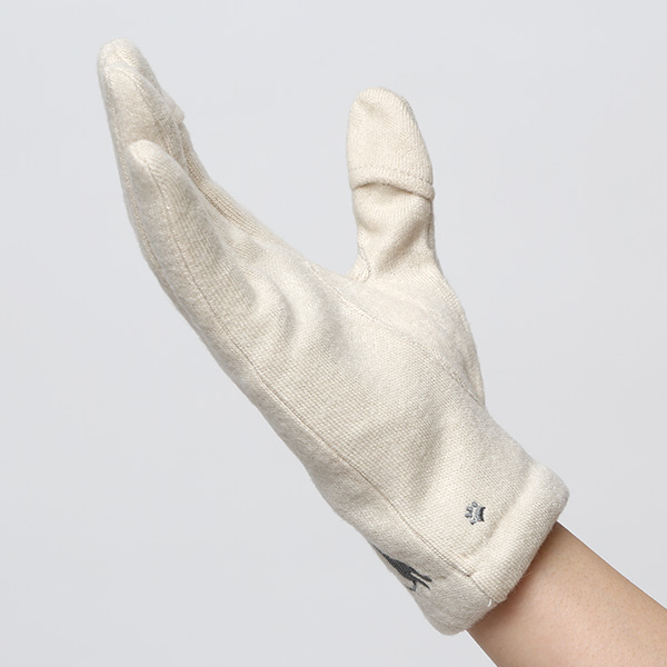  KURODA(クロダ) おひるねねこ レディース 手袋 スマホ操作可能 ベージュ 肌色 暖かい 裏起毛 防寒 猫 動物 アニマル キャラクター 刺繍 かわいい 暖かい 裏起毛 日本企画 ブランド タッチパネル スマートフォン