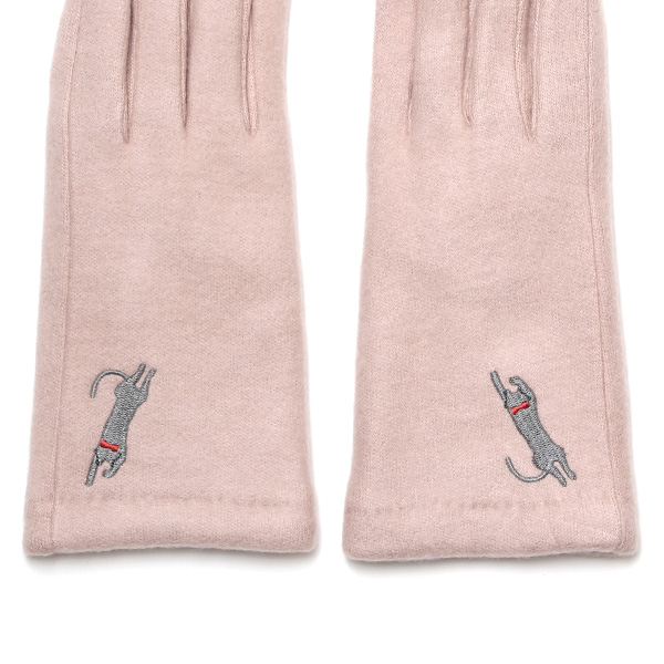 KURODA(クロダ) おひるねねこ レディース 手袋 スマホ操作可能 ピンク 桃色 暖かい 裏起毛 防寒 猫 動物 アニマル キャラクター 刺繍 かわいい 暖かい 裏起毛 日本企画 ブランド タッチパネル スマートフォン