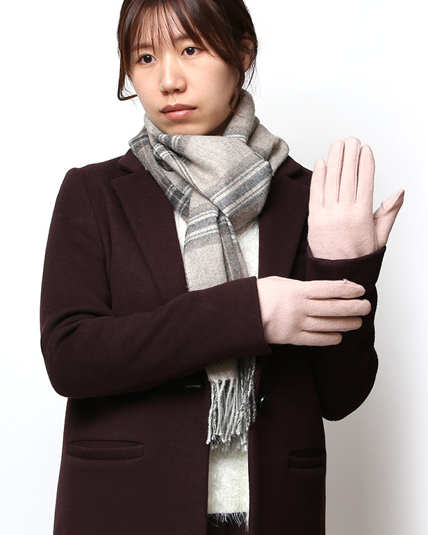 KURODA(クロダ) おひるねねこ レディース 手袋 スマホ操作可能 ピンク 桃色 暖かい 裏起毛 防寒 猫 動物 アニマル キャラクター 刺繍 かわいい 暖かい 裏起毛 日本企画 ブランド タッチパネル スマートフォン