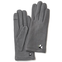 KURODA(クロダ) 起毛ジャージ マイクロボア裏地 スマホ操作可 パンダ 刺繍 レディース 手袋 グレー