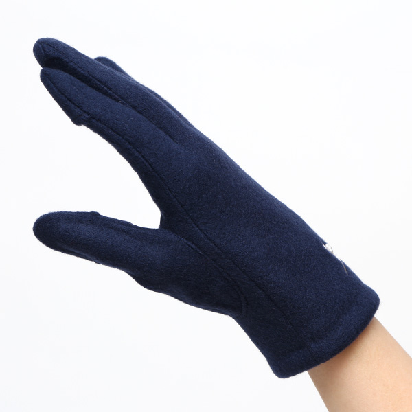 KURODA(クロダ) パンダ刺繍 レディース 手袋 スマホ操作可能 ブルー ネイビー 青色 暖かい 裏起毛 防寒 動物 アニマル キャラクター かわいい 暖かい 裏起毛 日本企画 ブランド タッチパネル スマートフォン