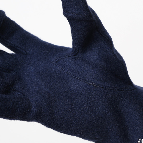 KURODA(クロダ) パンダ刺繍 レディース 手袋 スマホ操作可能 ブルー ネイビー 青色 暖かい 裏起毛 防寒 動物 アニマル キャラクター かわいい 暖かい 裏起毛 日本企画 ブランド タッチパネル スマートフォン