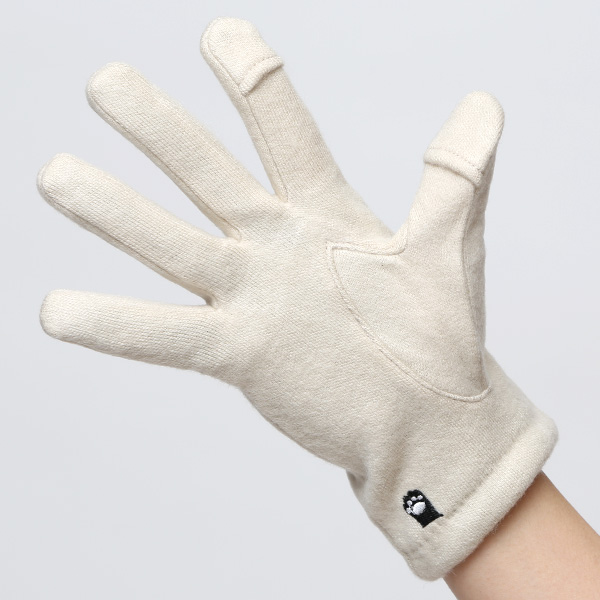 KURODA(クロダ) パンダ刺繍 レディース 手袋 スマホ操作可能 ベージュ 肌色 暖かい 裏起毛 防寒 動物 アニマル キャラクター かわいい 暖かい 裏起毛 日本企画 ブランド タッチパネル スマートフォン