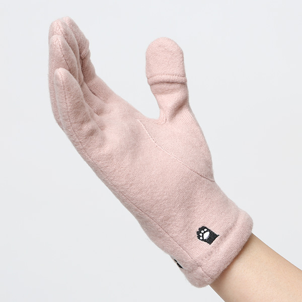 KURODA(クロダ) パンダ刺繍 レディース 手袋 スマホ操作可能 ピンク 桃色 暖かい 裏起毛 防寒 動物 アニマル キャラクター かわいい 暖かい 裏起毛 日本企画 ブランド タッチパネル スマートフォン