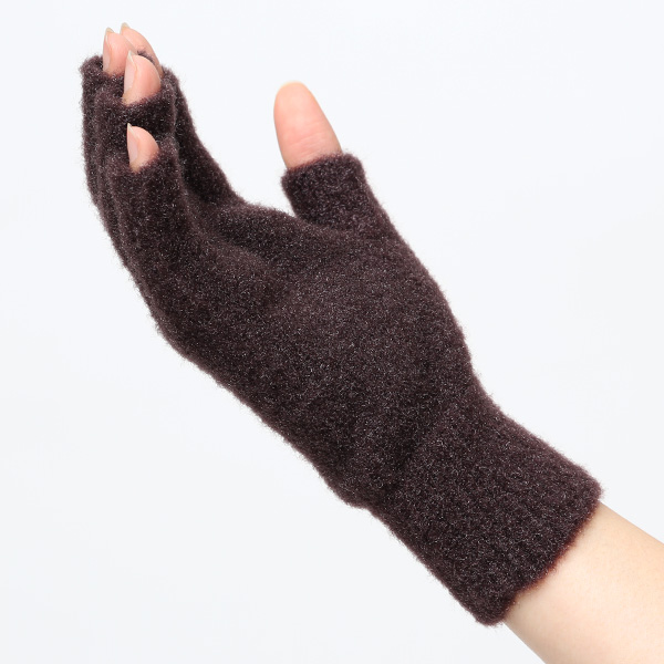  手袋 レディース ナイロンソフトヤーン素材 防寒 暖かい 柔らかい 肌触り ダークブラウン ブラウン 茶 茶色 タッチパネル スマホ操作可能 日本企画 ブランド 付け心地 良い 滑らか 履き心地 女性 KURODA(クロダ)
