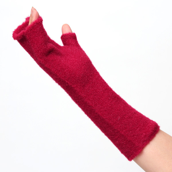  手袋 レディース ナイロンソフトヤーン素材 防寒 暖かい 柔らかい 肌触り ミドル丈 レッド ワイン 赤色 タッチパネル スマホ操作可能 ロング丈 日本企画 ブランド 付け心地 良い 滑らか 履き心地 KURODA(クロダ)