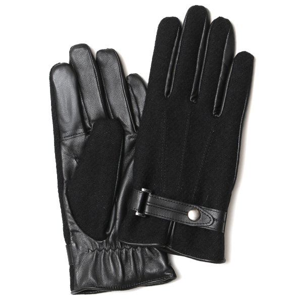  ハリスツイード 手袋 メンズ 防寒 暖かい 裏起毛 レザー 本革手袋 ブラック 黒 黒色 日本製 ブランド 通勤 ビジネス クリスマス プレゼント ギフト 化粧箱付き おしゃれ 高級 KURODA(クロダ)