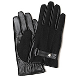 KURODA(クロダ) ハリスツイード スマホ操作可能 羊革 ベルト付き メンズ 本革手袋 ブラック