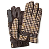 KURODA(クロダ) ハリスツイード スマホ操作可能 羊革 ベルト付き メンズ 本革手袋 ブラウン/千鳥