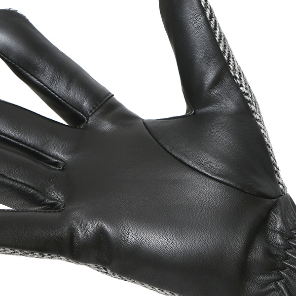 ハリスツイード 手袋 メンズ 防寒 暖かい 裏起毛 レザー 本革手袋 グレー グレイ 灰色 日本製 ブランド 通勤 ビジネス クリスマス プレゼント ギフト 化粧箱付き おしゃれ 高級 KURODA(クロダ)