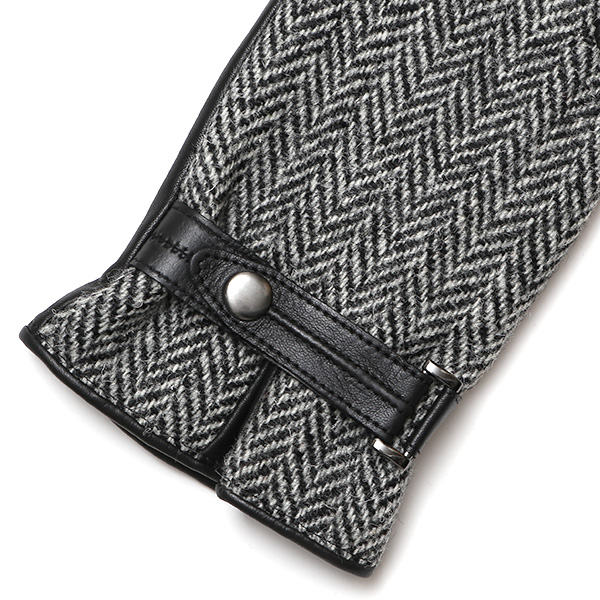 ハリスツイード 手袋 メンズ 防寒 暖かい 裏起毛 レザー 本革手袋 グレー グレイ 灰色 日本製 ブランド 通勤 ビジネス クリスマス プレゼント ギフト 化粧箱付き おしゃれ 高級 KURODA(クロダ)