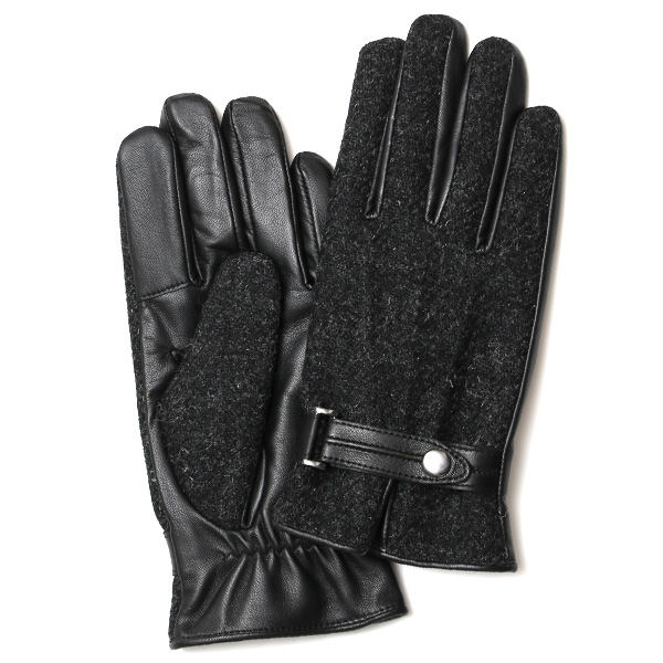  ハリスツイード 手袋 メンズ 防寒 暖かい 裏起毛 レザー 本革手袋 グレー グレイ 灰色 日本製 ブランド 通勤 ビジネス クリスマス プレゼント ギフト 化粧箱付き おしゃれ 高級 KURODA(クロダ)