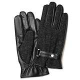 KURODA(クロダ) ハリスツイード スマホ操作可能 羊革 ベルト付き メンズ 本革手袋 チャコール