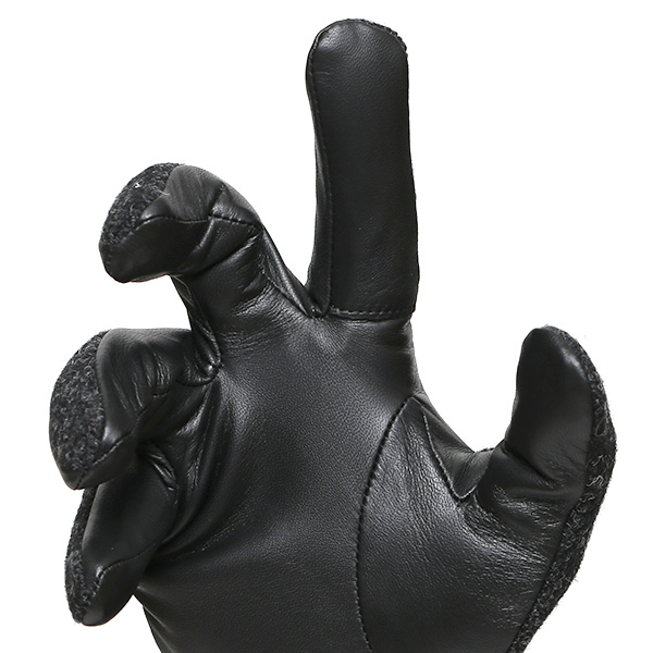  ハリスツイード 手袋 メンズ 防寒 暖かい 裏起毛 レザー 本革手袋 グレー グレイ 灰色 日本製 ブランド 通勤 ビジネス クリスマス プレゼント ギフト 化粧箱付き おしゃれ 高級 KURODA(クロダ)