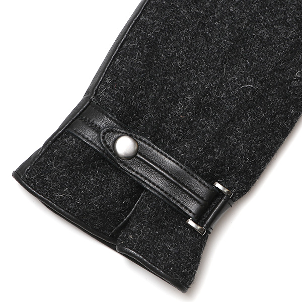  ハリスツイード 手袋 メンズ 防寒 暖かい 裏起毛 レザー 本革手袋 グレー グレイ 灰色 日本製 ブランド 通勤 ビジネス クリスマス プレゼント ギフト 化粧箱付き おしゃれ 高級 KURODA(クロダ)