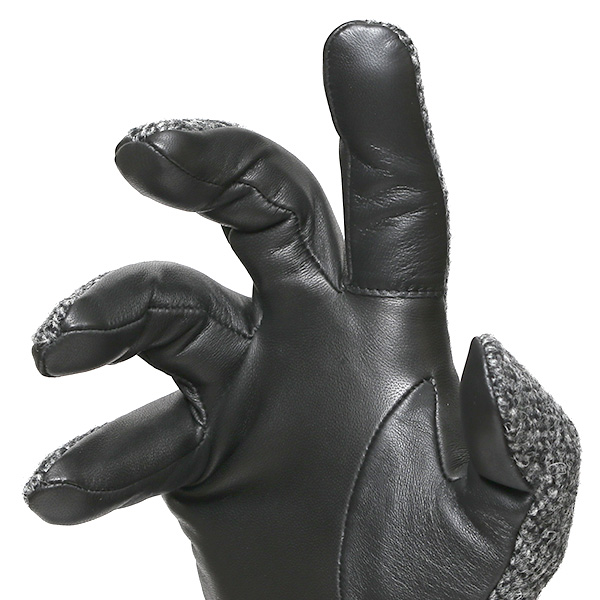 ハリスツイード 手袋 メンズ 防寒 暖かい 裏起毛 レザー 本革手袋 グレー グレイ 灰色 日本製 ブランド 通勤 ビジネス クリスマス プレゼント ギフト 化粧箱付き おしゃれ 高級 KURODA(クロダ)