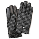 KURODA(クロダ) ハリスツイード スマホ操作可能 羊革 ベルト付き メンズ 本革手袋 グレー/千鳥