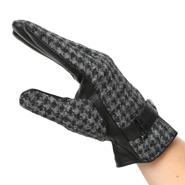  ハリスツイード 手袋 メンズ 防寒 暖かい 裏起毛 レザー 本革手袋 グレー グレイ 灰色 日本製 ブランド 通勤 ビジネス クリスマス プレゼント ギフト 化粧箱付き おしゃれ 高級 KURODA(クロダ)