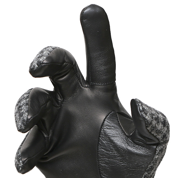  ハリスツイード 手袋 メンズ 防寒 暖かい 裏起毛 レザー 本革手袋 グレー グレイ 灰色 日本製 ブランド 通勤 ビジネス クリスマス プレゼント ギフト 化粧箱付き おしゃれ 高級 KURODA(クロダ)