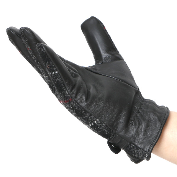  ハリスツイード 手袋 メンズ 防寒 暖かい 裏起毛 レザー 本革手袋 グレー グレイ 灰色 日本製 ブランド 通勤 ビジネス クリスマス プレゼント ギフト 化粧箱付き おしゃれ 高級 KURODA(クロダ)