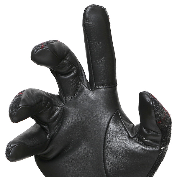  ハリスツイード 手袋 メンズ 防寒 暖かい 裏起毛 レザー 本革手袋 グレー グレイ 灰色 日本製 ブランド 通勤 ビジネス クリスマス プレゼント ギフト 化粧箱付き おしゃれ 高級 KURODA(クロダ)