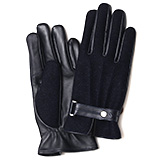 KURODA(クロダ) ハリスツイード スマホ操作可能 羊革 ベルト付き メンズ 本革手袋 ネイビー