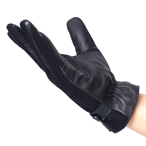 ハリスツイード 手袋 メンズ 防寒 暖かい 裏起毛 レザー 本革手袋 ブルー ネイビー 青色 日本製 ブランド 通勤 ビジネス クリスマス プレゼント ギフト 化粧箱付き おしゃれ 高級 KURODA(クロダ)